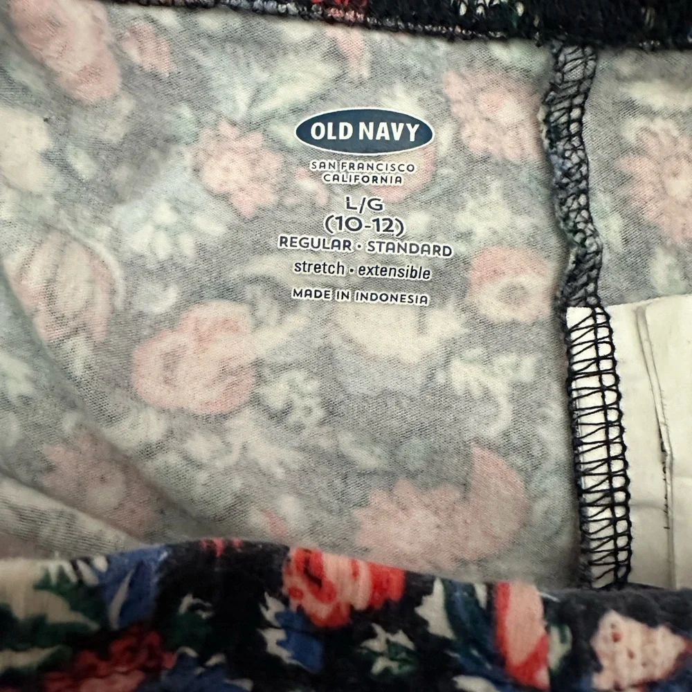 Old Navy Floral Long Leggings in Blue Floral Size Large 10 12